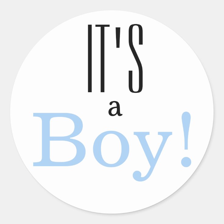 Gender Reveal It's a Boy! Classic Round Sticker | Zazzle