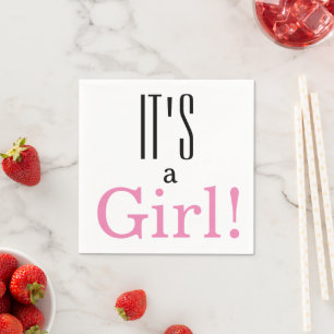 Gender Reveal It's a Girl! Baby Shower Party Napkins