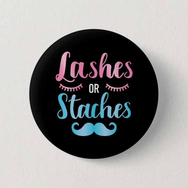 Gender reveal lashes staches baby party supplies button (Front)