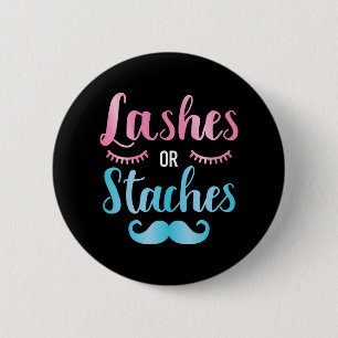 Gender reveal lashes staches baby party supplies button