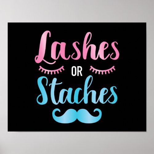 Gender reveal lashes staches baby party supplies poster