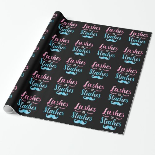 Gender reveal lashes staches baby party supplies wrapping paper