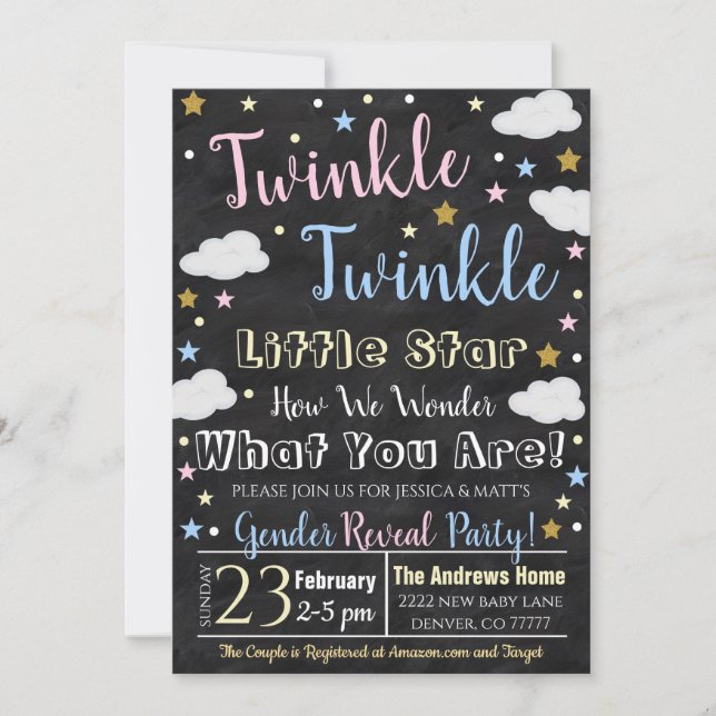 Gender Reveal Little Star Invitation (Front)