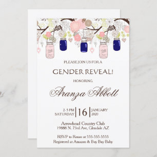 Gender Reveal Mason Jars Baby Shower Invite