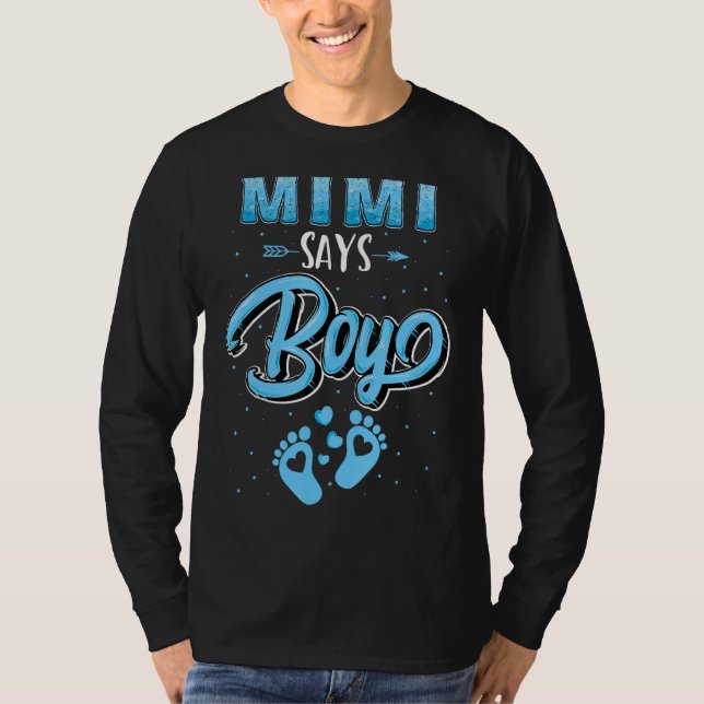 Gender reveal Mimi says Boy baby matching family s T-Shirt (Front)
