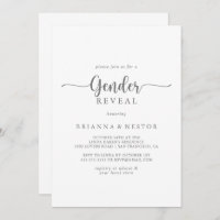 Gender Reveal Minimalist Calligraphy Party  Invitation