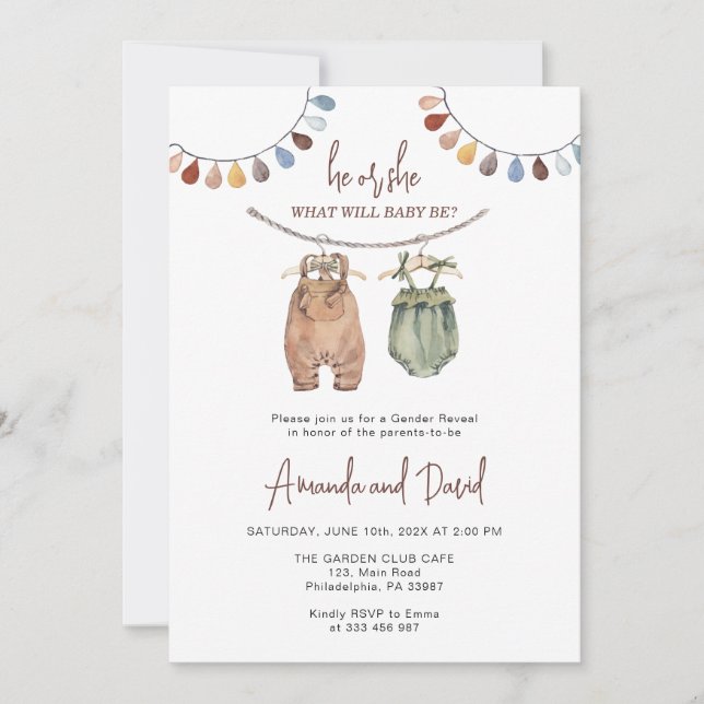 Gender Reveal Minimalist neutral Baby Save The Date (Front)