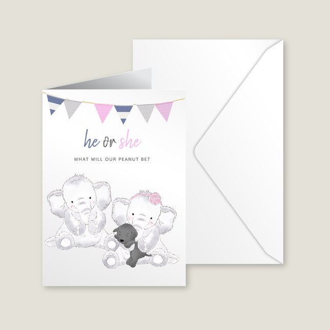 Gender Reveal Modern Elephants Party Postcard (Creator Uploaded)