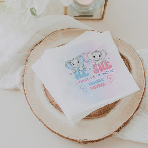 Gender Reveal Modern Pink Blue Napkins