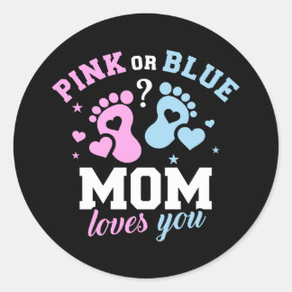 Gender reveal mom classic round sticker