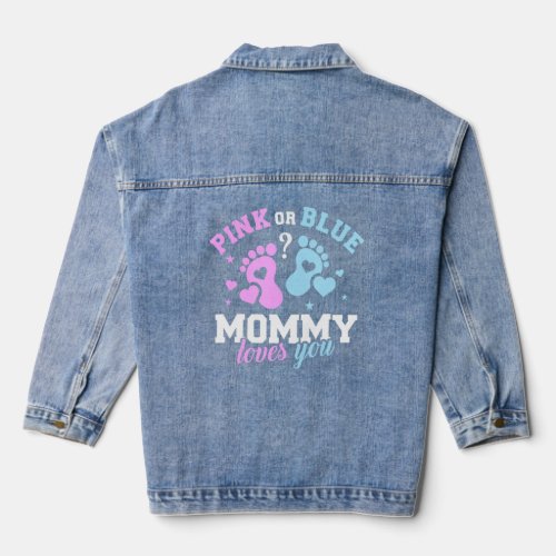 Gender Reveal Mommy Mom Women  Mothers Day  Denim Jacket