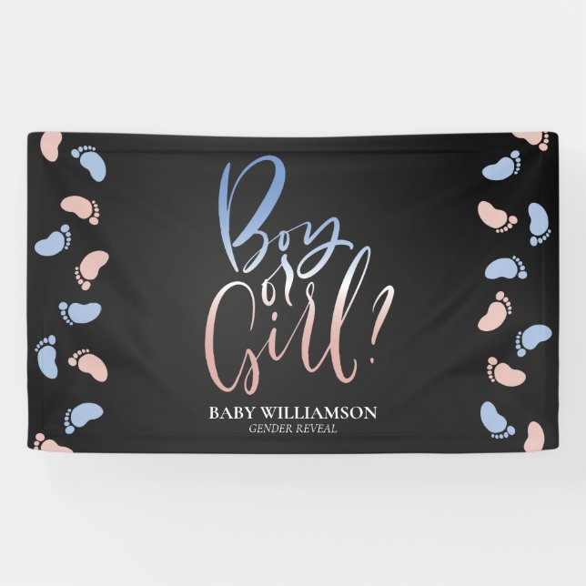 Gender Reveal Night Party Decoration Dark Banner (Horizontal)