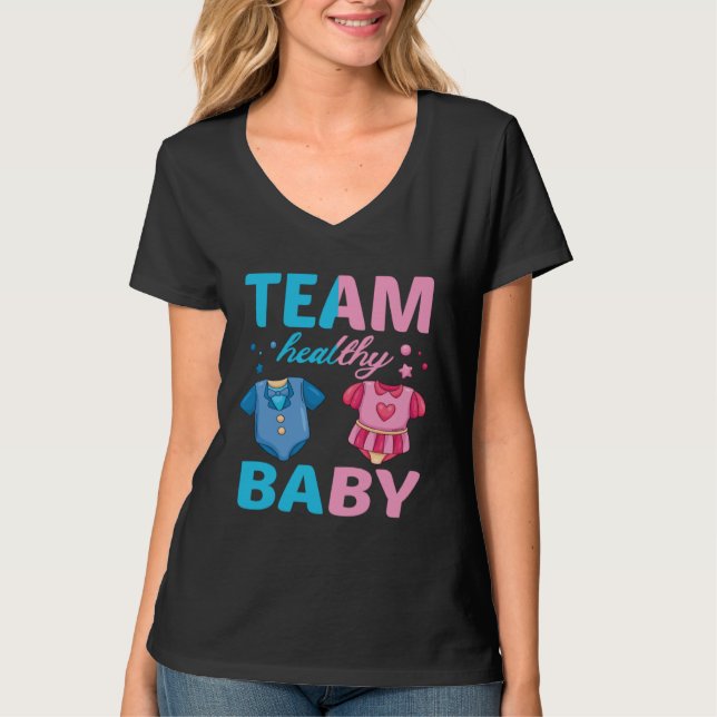 Gender Reveal Of Team Healthy Baby Party Supplies T-Shirt (Front)