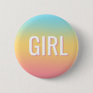 Gender Reveal Ombre Girl Button