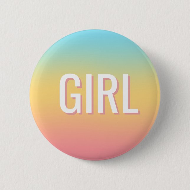 Gender Reveal Ombre Girl  Button (Front)