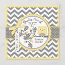 Gender Reveal Owl Chevron Print Baby Shower Party Invitation