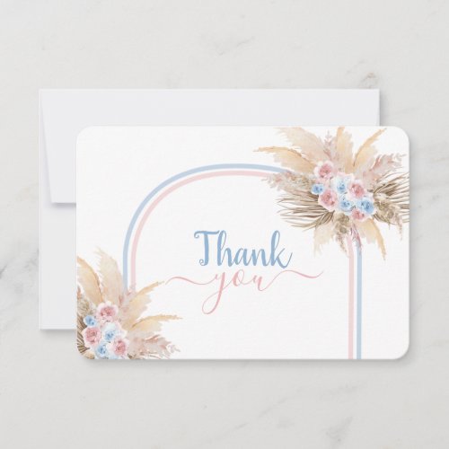 Gender Reveal Pampas Grass arch thank you card
