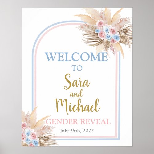 Gender Reveal Pampas Grass Welcome sign