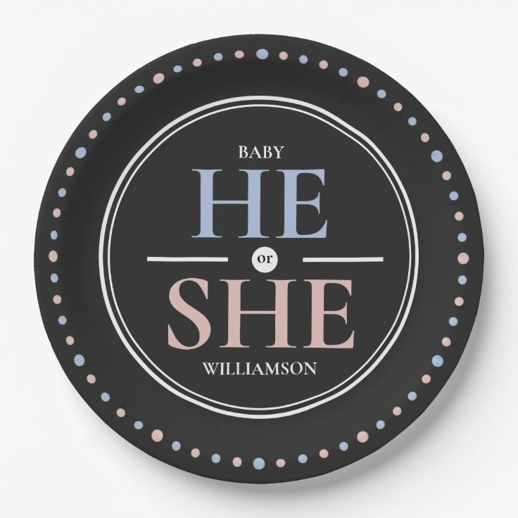 Gender Reveal Paper Plate for Baby Shower Party Zazzle