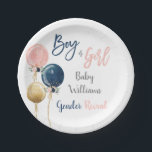 Gender Reveal Paper Plates<br><div class="desc">Gender Reveal Paper Plates,  navy blue and blush pink balloons</div>