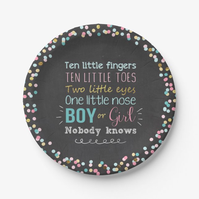 Gender Reveal Paper Plates Boy or girl Confetti (Front)