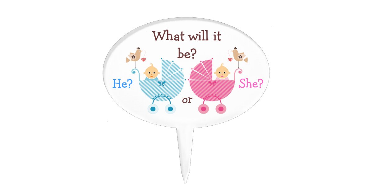 Gender Reveal Party Babies In Strollers Cake Topper Zazzle Com