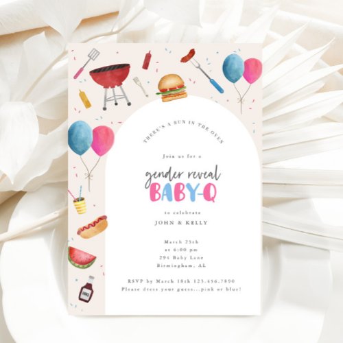 Gender Reveal Party Baby_Q BBQ Invitation