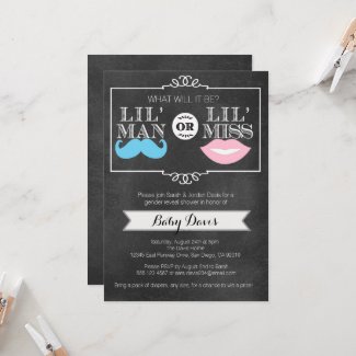 Gender Reveal Party Baby Shower Invitation Chalk