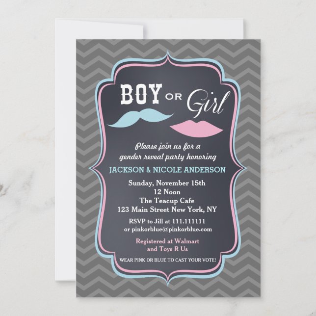 Gender Reveal Party Baby Shower Invitations (Front)