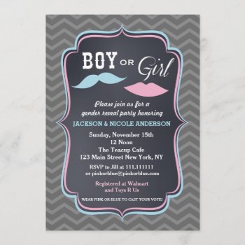 Gender Reveal Party Baby Shower Invitations by SugarPlumPaperie at Zazzle