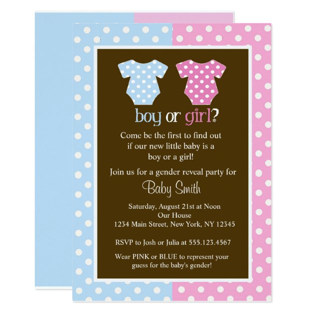 Gender Reveal Party Baby Shower Invitations