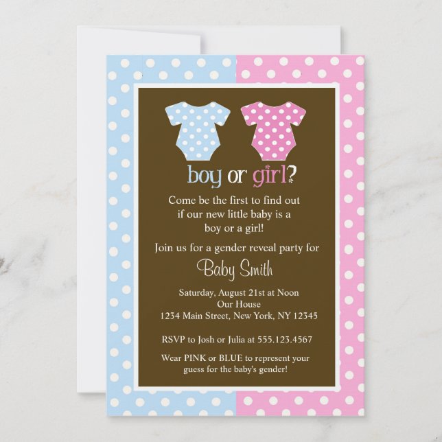 Gender Reveal Party Baby Shower Invitations (Front)