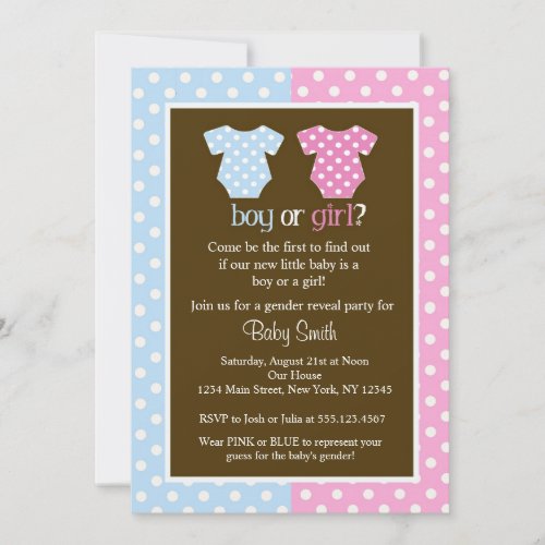 Gender Reveal Party Baby Shower Invitations