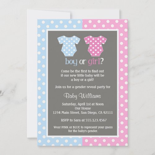 Gender Reveal Party Baby Shower Invitations