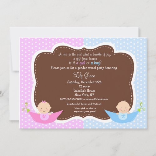 Gender Reveal Party Baby Shower Invitations