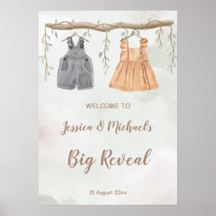 Gender reveal party baby shower welcome sign