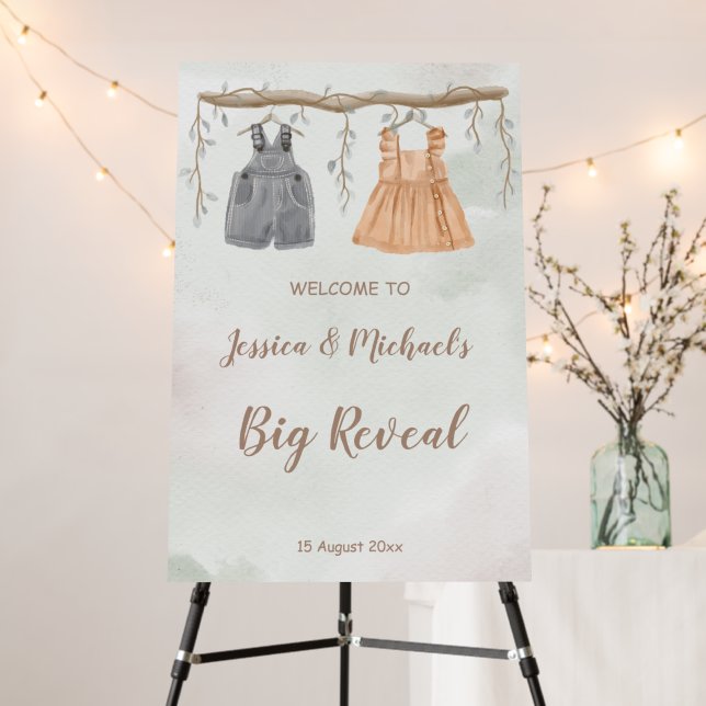 Gender reveal party baby shower welcome sign (In Situ (Stand))