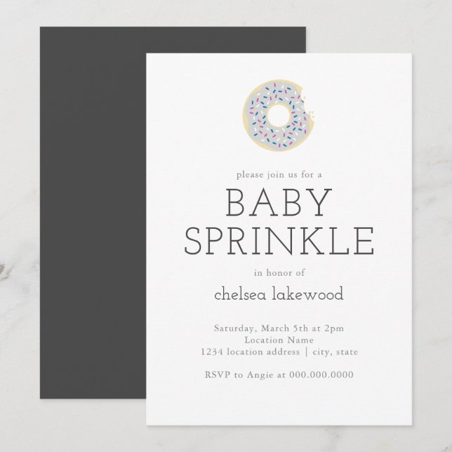 Gender Reveal Party Baby Sprinkle Donut Invitation (Front/Back)