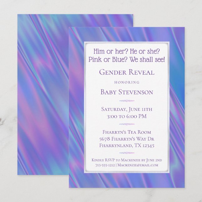 Gender Reveal Party | Blue Pink He or She Poem Invitation (Front/Back)
