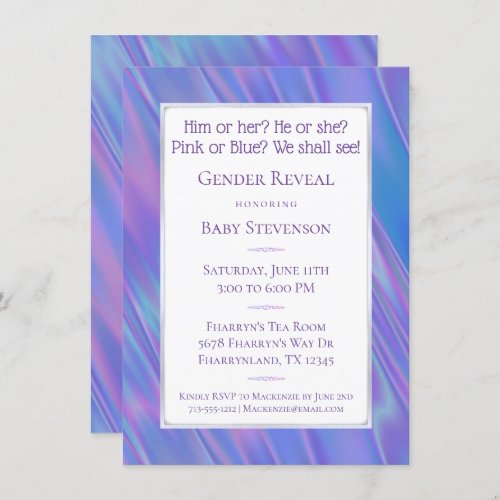 Gender Reveal Party  Blue Pink He or She Poem Invitation