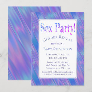 Gender Reveal Party Blue Pink Modern Boy or Girl Invitation