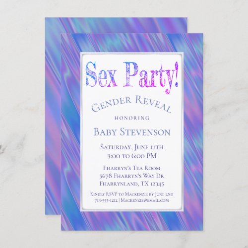 Gender Reveal Party  Blue Pink Modern Boy or Girl Invitation