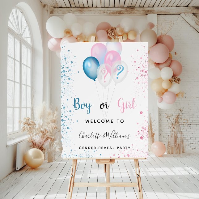 Gender reveal party boy girl blue pink glitter foam board (Creator Uploaded)