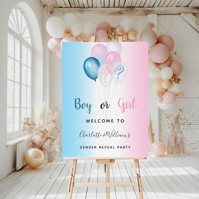Gender reveal party boy girl blue pink welcome  foam board (Creator Uploaded)