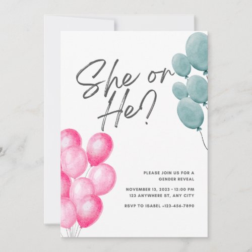gender reveal party boy or girl balloon holiday card