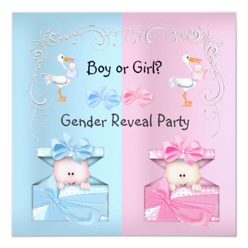 Gender Reveal Party Boy or Girl Blue & Pink Card | Zazzle