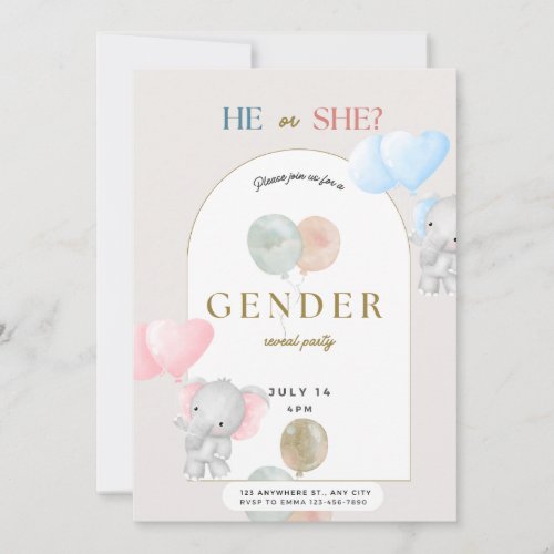 gender reveal partyboy or girl elephant holiday card