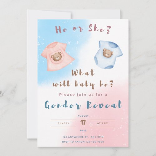 gender reveal partyboy or girlpink and blue  holiday card