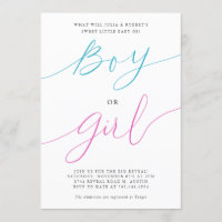 Gender Reveal Party Boy or Girl Simple Script Invitation