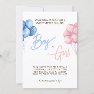 Gender Reveal Party Boy or Girl Simple Script Invitation